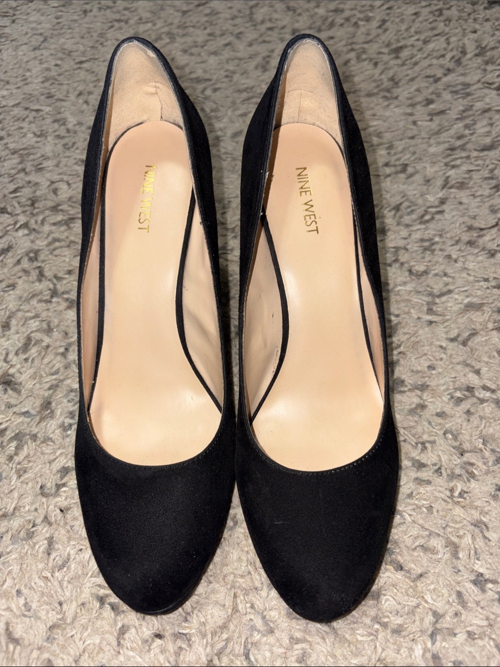 Nine West Black Suede Round-Toe Pumps